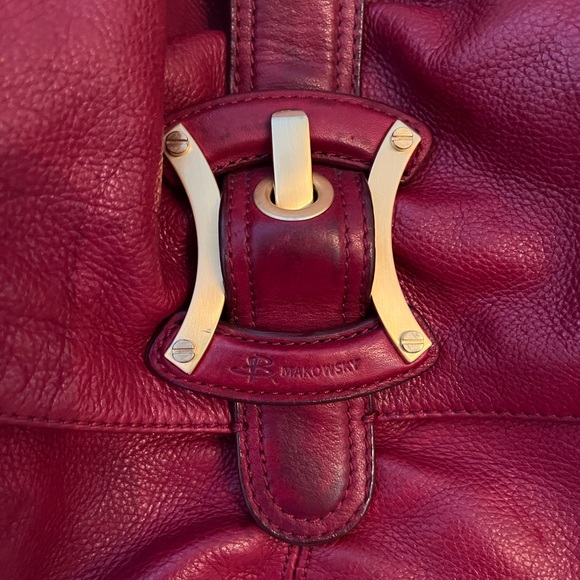 Red Leather B. Makowsky Shoulder Bag - Picture 2 of 6